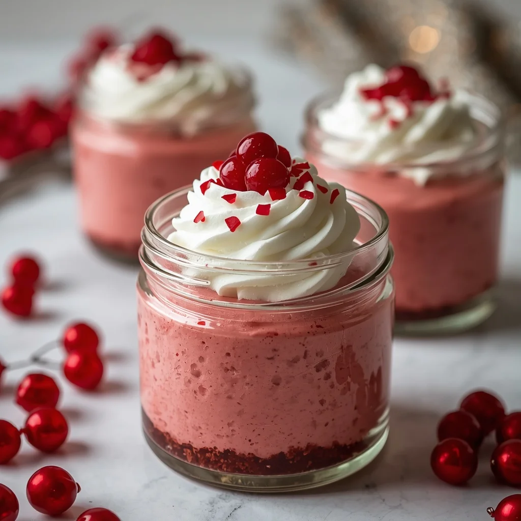 Red Velvet Christmas Cheesecakes in a Jar