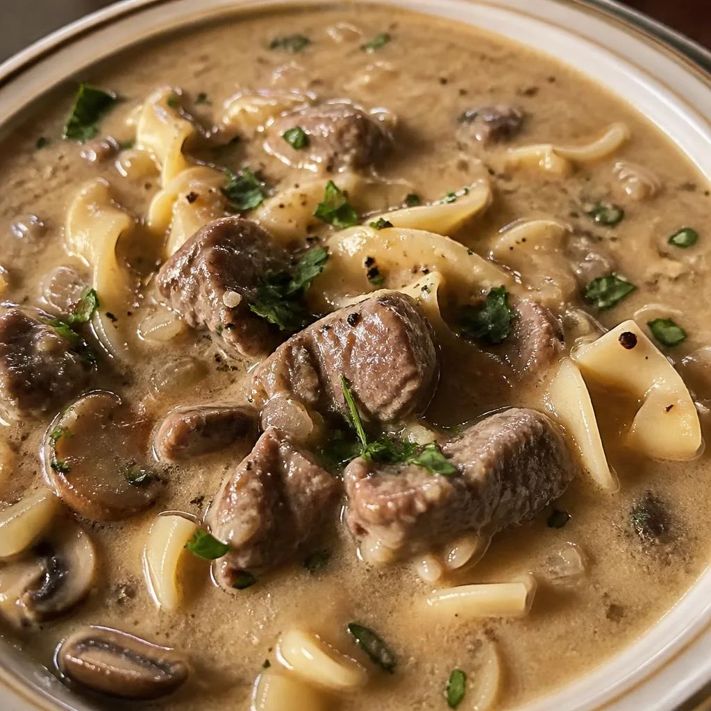 Slow Cooker Beef Stroganoff Soup