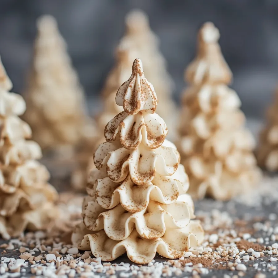 Spiced Chai Meringue Christmas Trees