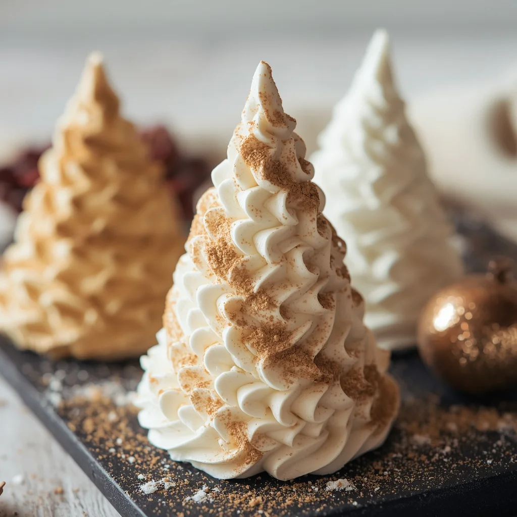 Spiced Chai Meringue Christmas Trees
