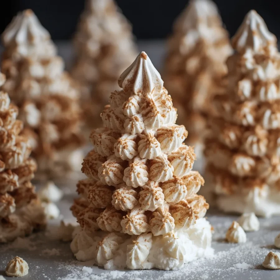 Spiced Chai Meringue Christmas Trees