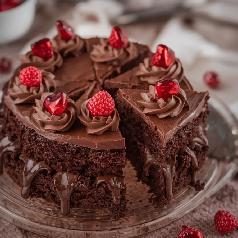 Triple Chocolate Holiday Fudge Cake