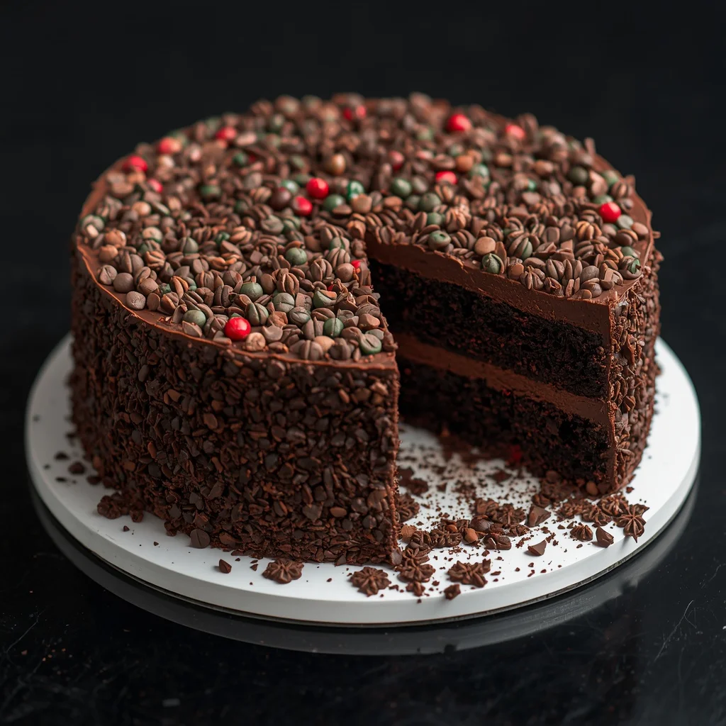Triple Chocolate Holiday Fudge Cake
