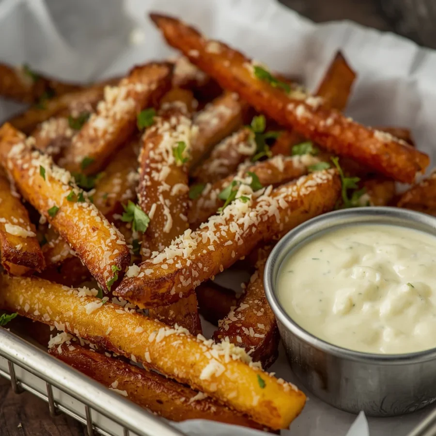 Truffle Parmesan Fries with Garlic Aioli